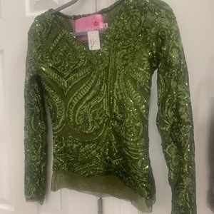 Sequin Green Top - Beautiful "Hi Gorgeous" NEW with tags - XS